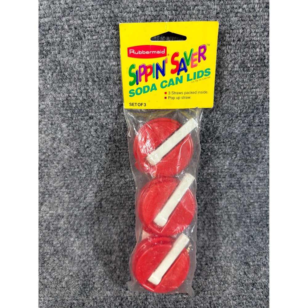 Vintage 1992 Rubbermaid Sippin Saver Soda Can Lids Red Set of 3 New Sealed 8035